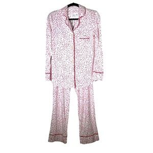 The Cat’s Pajamas Confetti Dot Pima Knit Long-Sleeved Pajama Set Pants Red Sz XS